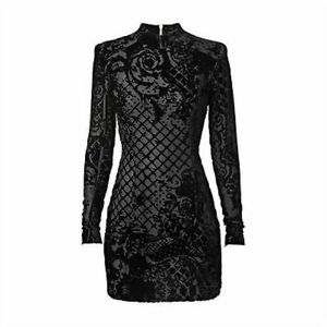 Authentic Balmain x H&M Black Velvet Silk Dress